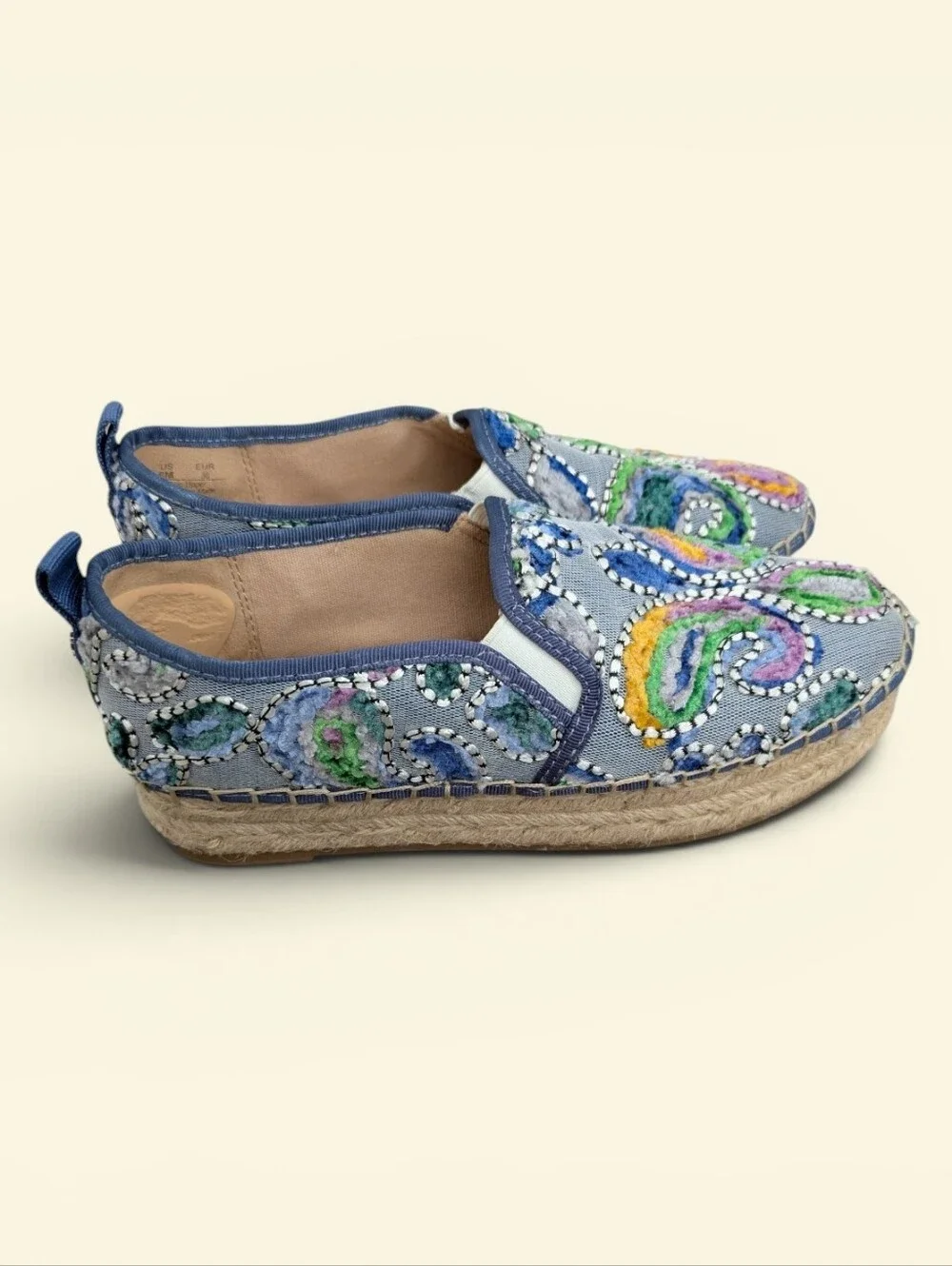 SAM EDELMAN Women's 6 Carrin Multi Color Embroidered Paisley Espadrilles